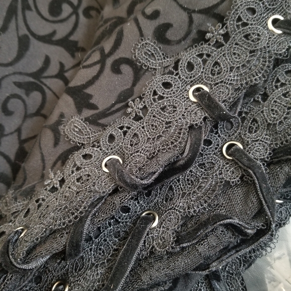 NWT Devil Fashion Midnight Spell Brocade Pants with Lace - Picture 6 of 7